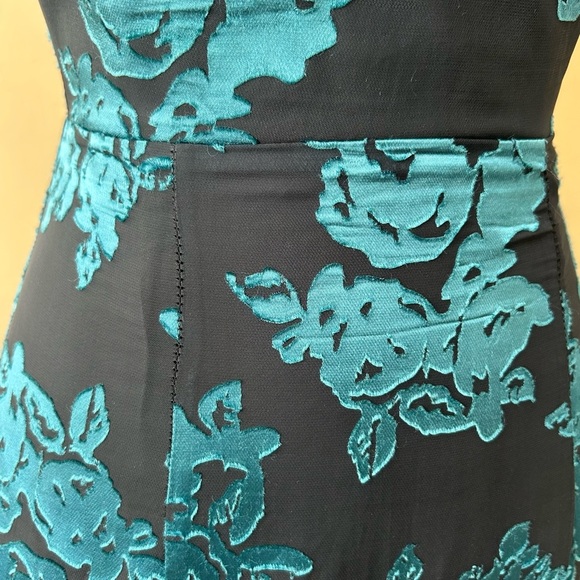 Lovers + Friends Seville Maxi Dress T-Back Jade Blue Black Floral Size XS - Picture 14 of 16